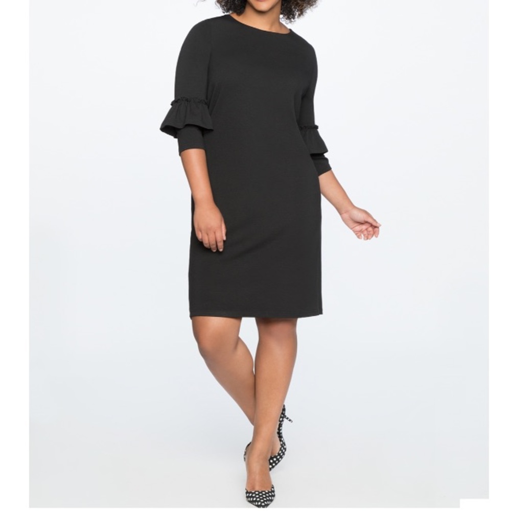 eloquii black ruffle sleeve dress size 22